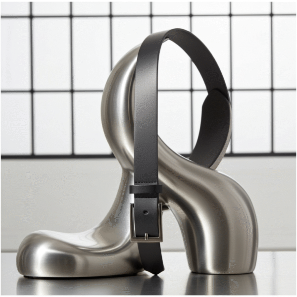 download (1) Men’s Black Leather-Style Belt with Metal Buckle – Classic Adjustable Everyday Belt