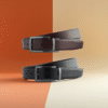 Men’s Black/Brown Reversible Leather-Style Belt with Metal Buckle – Adjustable Everyday Belt