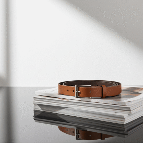 Men’s Tan Brown Leather-Style Belt with Metal Buckle – Classic Adjustable Belt